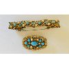 Image 1 : 1920's CZECHOSLOVAKIAN - ENAMEL, GILT BRASS AND BLUE GLASS MATCHING BROOCH AND BRACELET