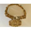 Image 2 : 1920's CZECHOSLOVAKIAN - ENAMEL, GILT BRASS AND BLUE GLASS MATCHING BROOCH AND BRACELET