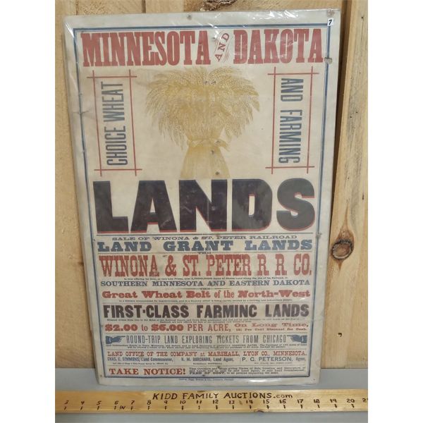 FARM LAND SALE PAPER BILLET 14 X 22 INCHES