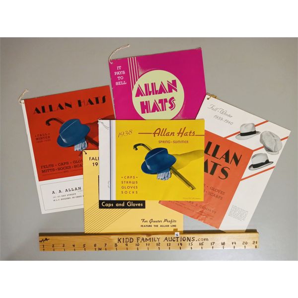 LOT OF 5 ALLAN HATS 1930S-1940S SALES BROCHURES