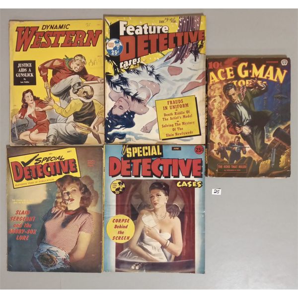 LOT OF 5 DETICTIVE AND WESTERN STORIES