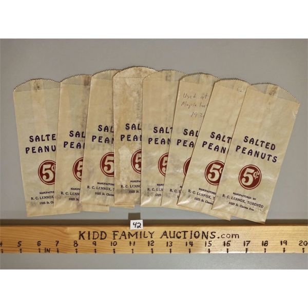 LOT OF 10 - 5 CENT SALTED PEANUT BAGS