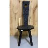 Image 1 : ANTIQUE MONK CHAIR - CARVED WOOD W/ DARK FINISH