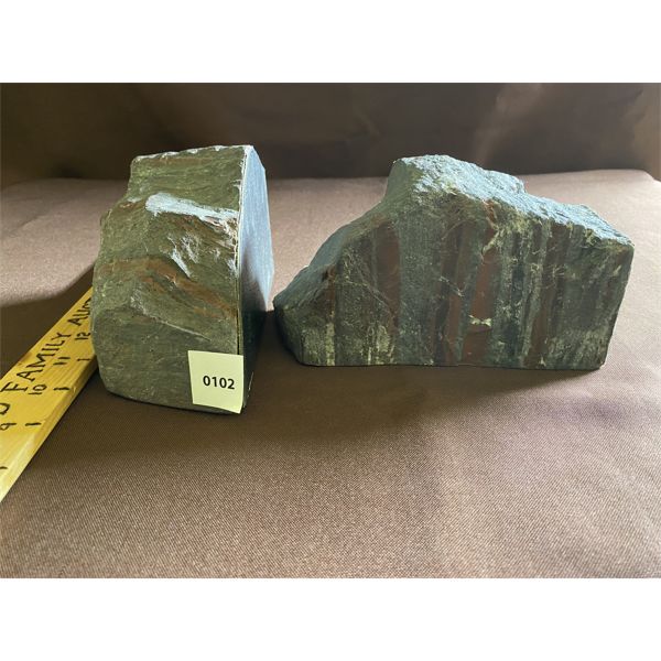 SET OF UNIQUE ROCK SLAB BOOKENDS