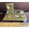 Image 1 : ANTIQUE BRASS DOUBLE INKWELL