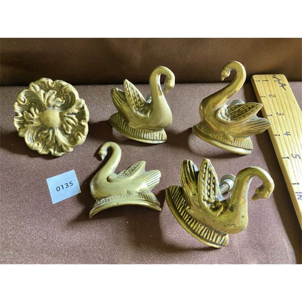 LOT OF 5 BRASS DRAWER PULLS