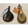 Image 1 : LOT OF 2 - LEATHER SHOT POUCH & J BARLOW BRASS POWDER FLASK 