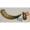 Image 1 : LOT OF 2 - 15" POWDER HORN & BRASS POWDER FLASK