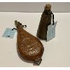 Image 1 : 5" POWDER HORN & LEATHER POWDER FLASK