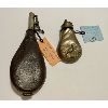 Image 1 : LEATHER SHOT POUCH & BRASS FLASK