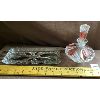 Image 1 : PURFUME DECANTER & DRESSER TRAY  - CUT GLASS WITH CRANBERRY ACCENTS 