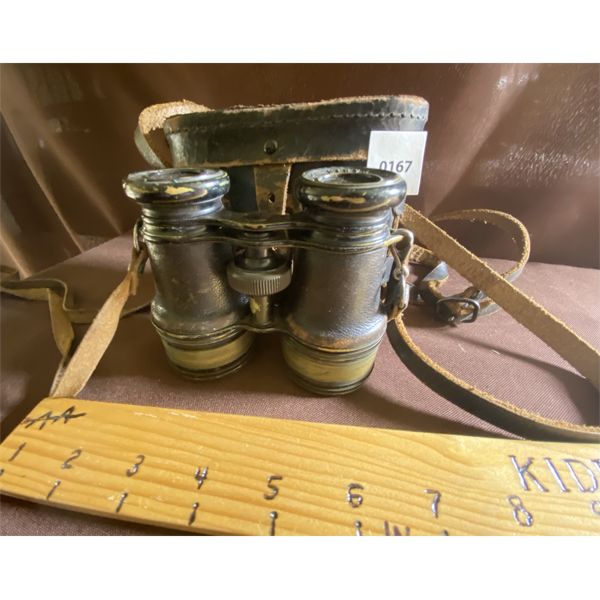 ANTIQUE BINOCULARS WITH ORIGINAL LEATHER CASE