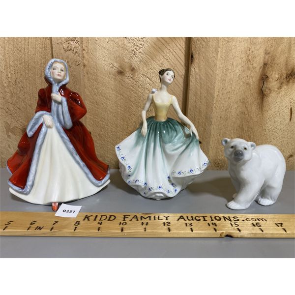LOT 0F 3 - ROYAL DOULTON FIGURINES & LLADRO POLAR BEAR
