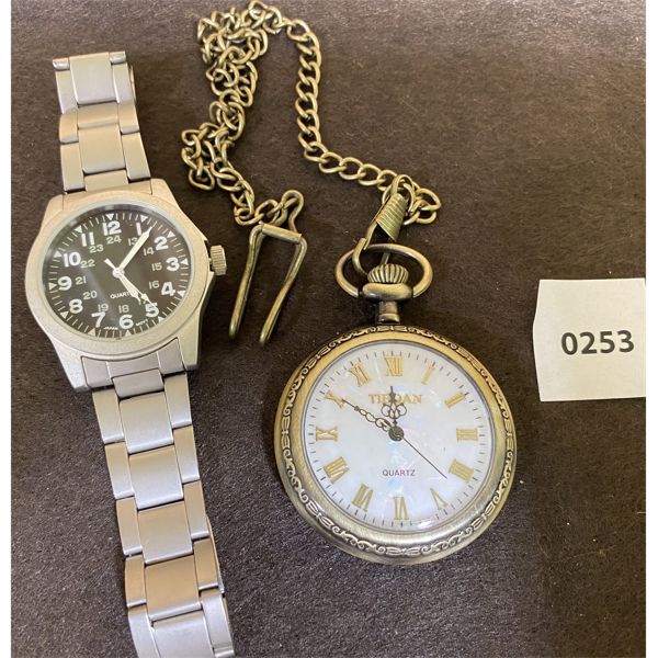 MEN'S WRIST WATCH & POCKET WATCH - WORKING