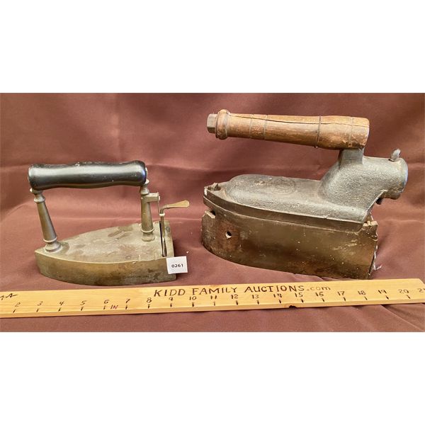 LOT OF 2 ANTIQUE IRONS - STEAM & SAD