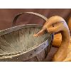 Image 2 : VINTAGE APPLE BASKET & 2 CARVED CANADA GEESE 