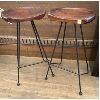 Image 1 : SET OF 2 WOOD & WROUGHT IRON STOOLS