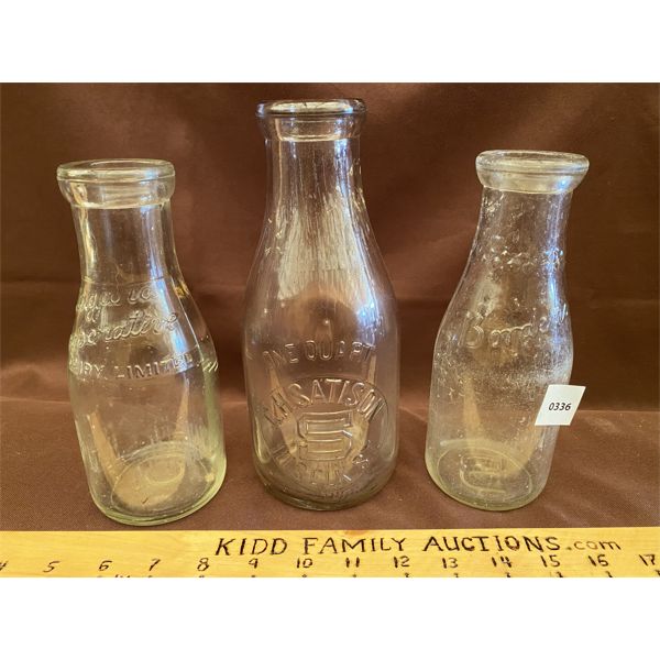 LOT OF 3 MILK BOTTLES - BORDEN, CH SATISON, NIAGARA