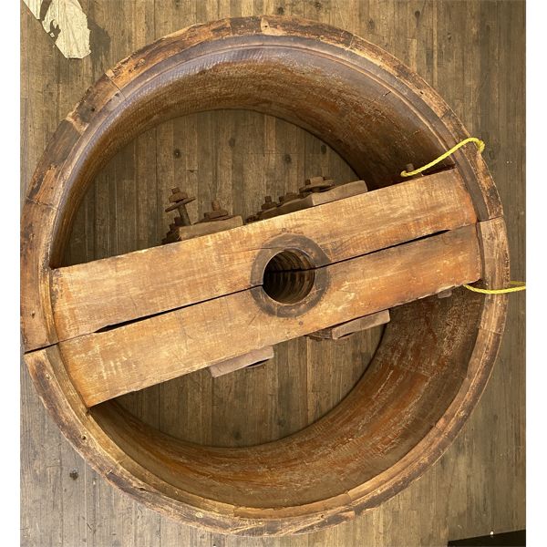 LARGE 29" DIAMETER WOODEN PULLEY