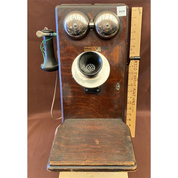 ANTIQUE WALL MOUNT TELEPHONE - NORTHERN MANUFACTURING CO 1910