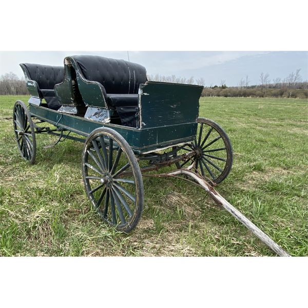 ANTIQUE 3 SEATER HORSE DRAWN BUGGY