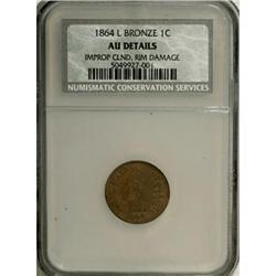 1864 1C Bronze With L AU Details NCS