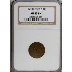 1873 1C Closed 3 AU53 NGC. NGC Census: (3/165). PC