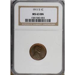 1911-S 1C MS63 Brown NGC. NGC Census: (46/57). PCG