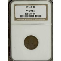 1914-D 1C VF30 NGC. NGC Census: (104/601). PCGS Po
