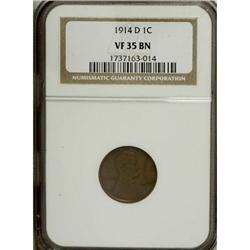 1914-D 1C VF35 NGC. NGC Census: (91/523). PCGS Pop