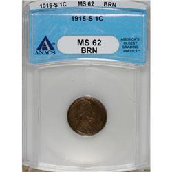 1915-S 1C MS62 Brown ANACS. NGC Census: (14/70). P