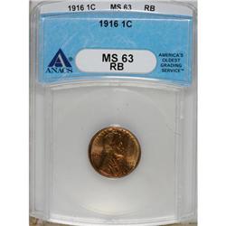 1916 1C MS63 Red and Brown ANACS. NGC Census: (22/