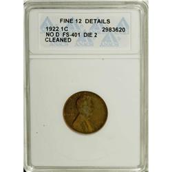 1922 No D 1C Weak Reverse F12 ANACS. NGC Census: (131/