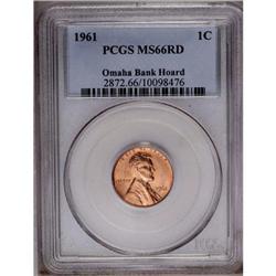 1961 1C MS66 Red PCGS. Ex: Omaha Bank Hoard. PCGS