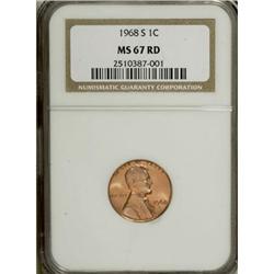 1968-S 1C MS67 Red NGC. NGC Census: (9/0). PCGS Po