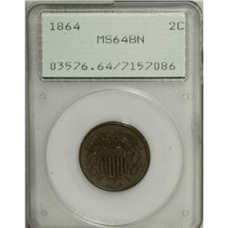 1864 2C Large Motto MS64 Brown PCGS. PCGS Populati