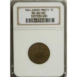 1864 2C Large Motto MS64 Brown NGC. NGC Census: (3