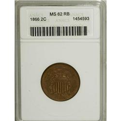1866 2C MS62 Red and Brown ANACS. NGC Census: (1/1