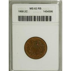 1868 2C MS62 Red and Brown ANACS. NGC Census: (2/1