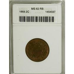 1869 2C MS62 Red and Brown ANACS. NGC Census: (2/1