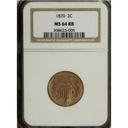 1870 2C MS64 Red and Brown NGC. NGC Census: (67/40