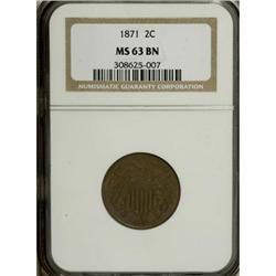 1871 2C MS63 Brown NGC. NGC Census: (40/91). PCGS