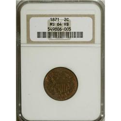 1871 2C MS64 Red and Brown NGC. NGC Census: (50/59
