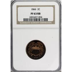 1866 2C PR63 Red and Brown NGC. NGC Census: (3/73)