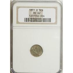 1851-O 3CS MS62 NGC. NGC Census: (54/222). PCGS Po
