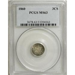 1860 3CS MS63 PCGS. PCGS Population (60/91). NGC C