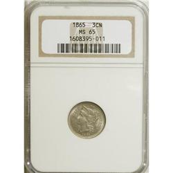 1865 3CN MS65 NGC. NGC Census: (126/18). PCGS Popu