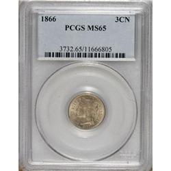 1866 3CN MS65 PCGS. PCGS Population (55/14). NGC C