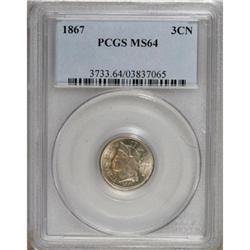 1867 3CN MS64 PCGS. PCGS Population (135/56). NGC