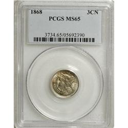 1868 3CN MS65 PCGS. PCGS Population (56/28). NGC C